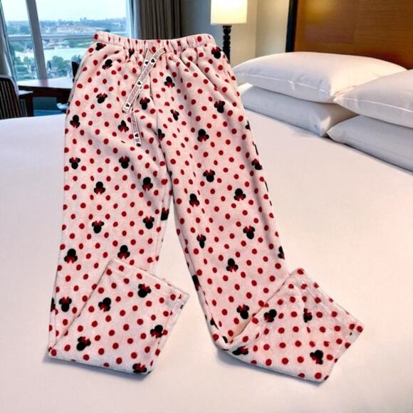 Disney Macys Sz Small Pajama Pants Minnie Mouse Lounge Sleep Fleece Pockets - Picture 15 of 15